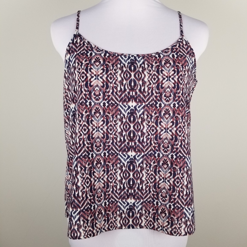 Wild Pearl Ikat Print Tank (Mauve/Slate Blue)-M